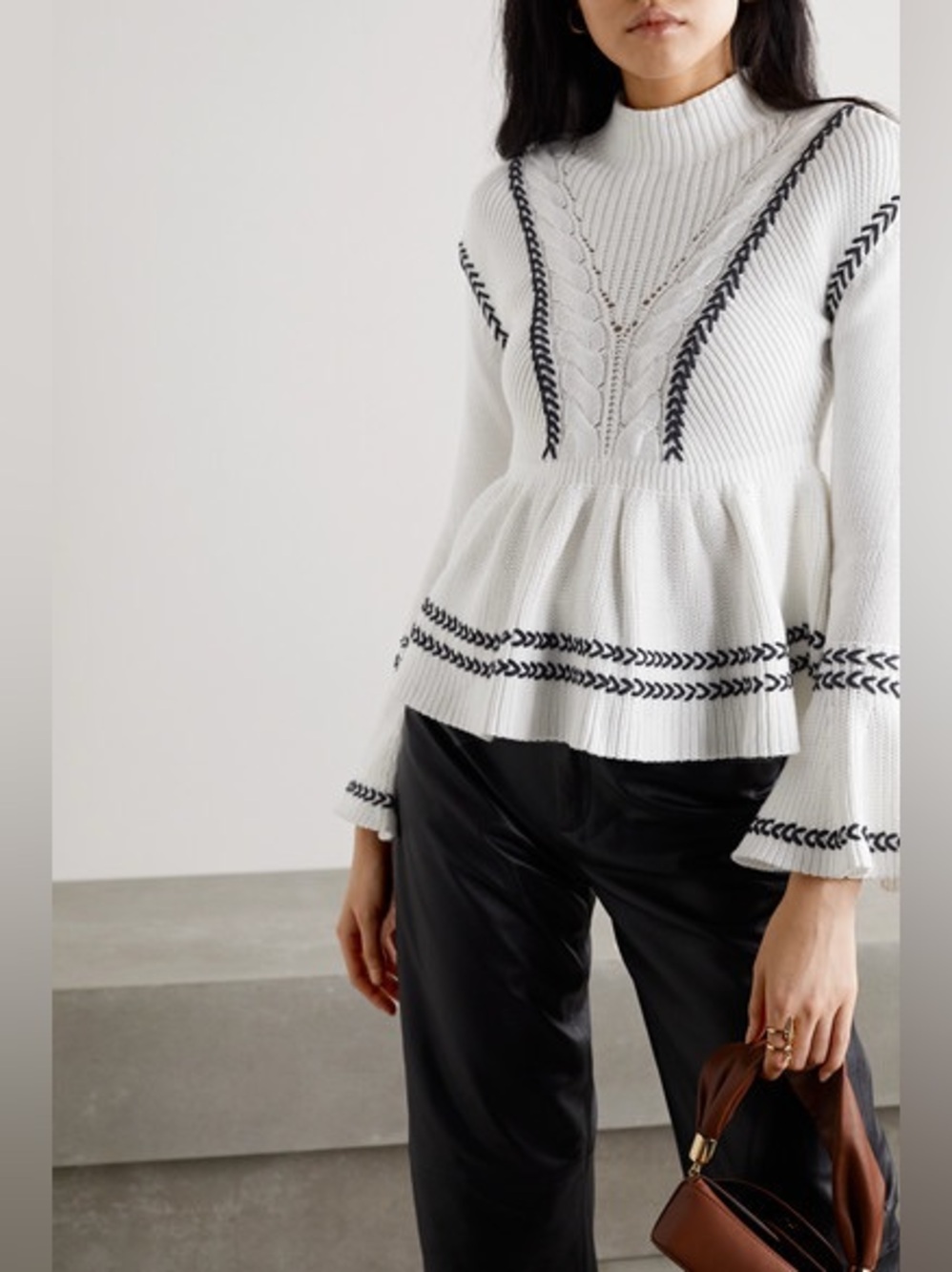 US S SELF-PORTRAIT Stripe Frill Knit Jumper Swearer NWT